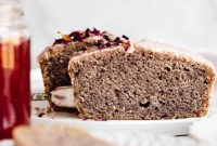 Vegan Rosewater Loaf Cake with Petal Glaze