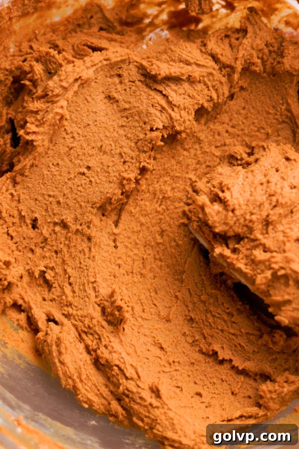 Gently folding the gingerbread cookie dough with a spatula until just combined