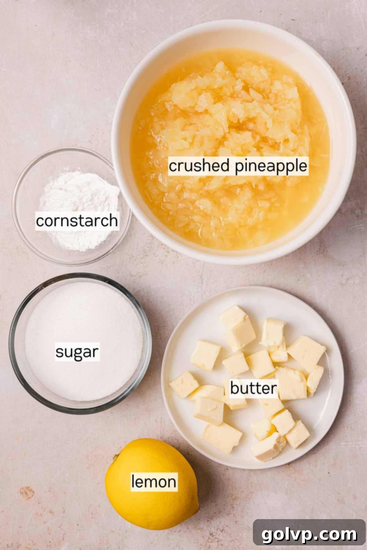 pineapple filling ingredients in bowls
