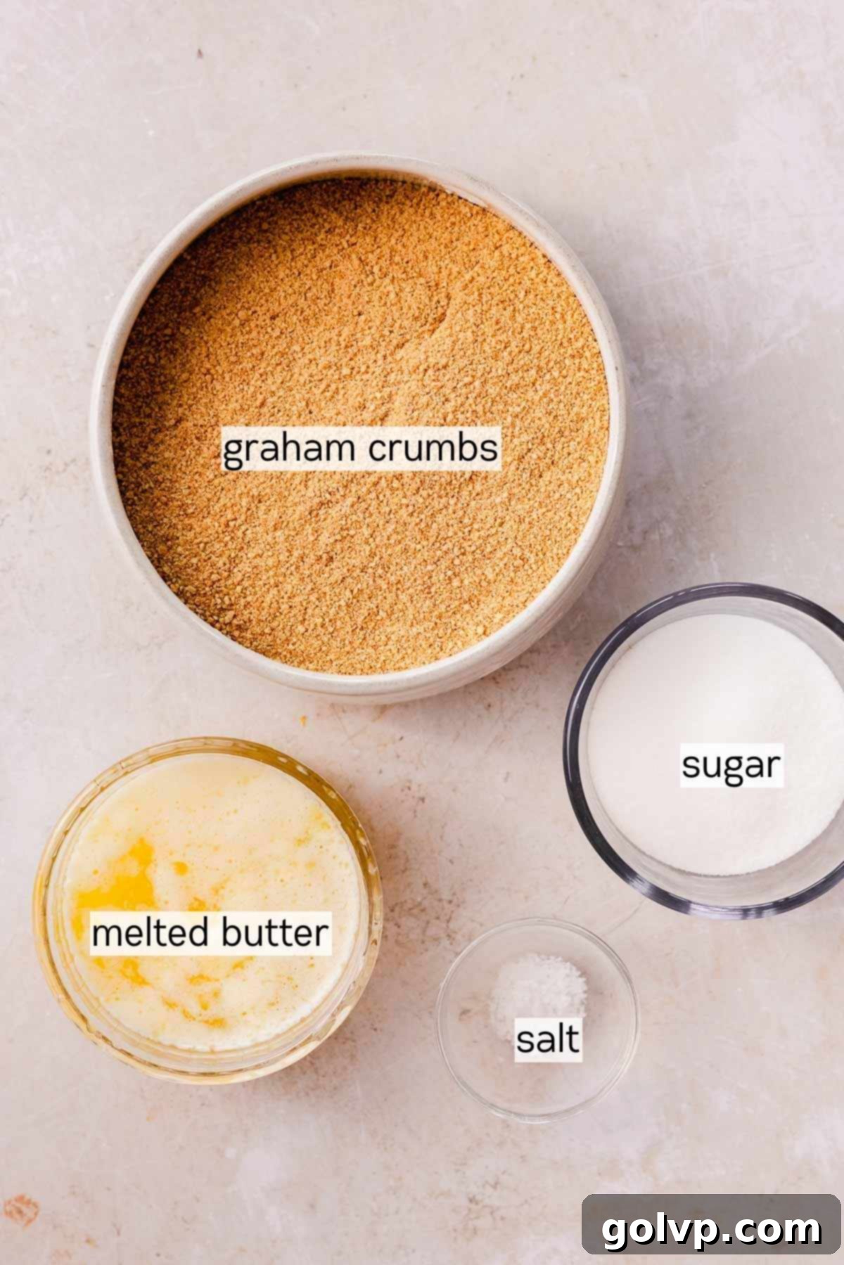 lemon raspberry cheesecake crust ingredients in bowls