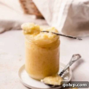 pineapple filling inside of a glass jar