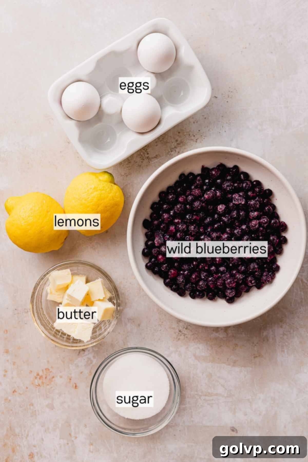 blueberry ingredients in bowls