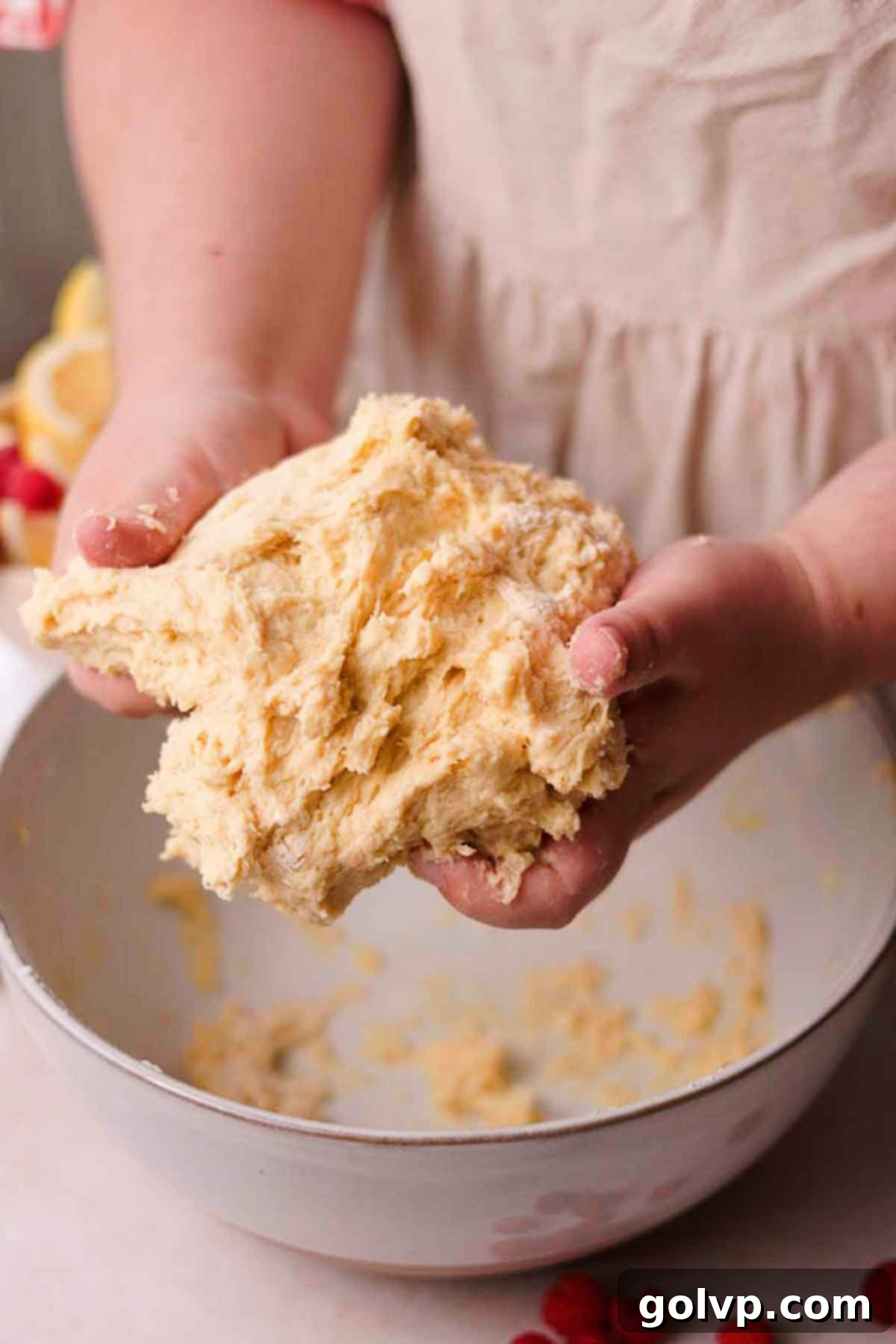 mixing sticky dough by hand