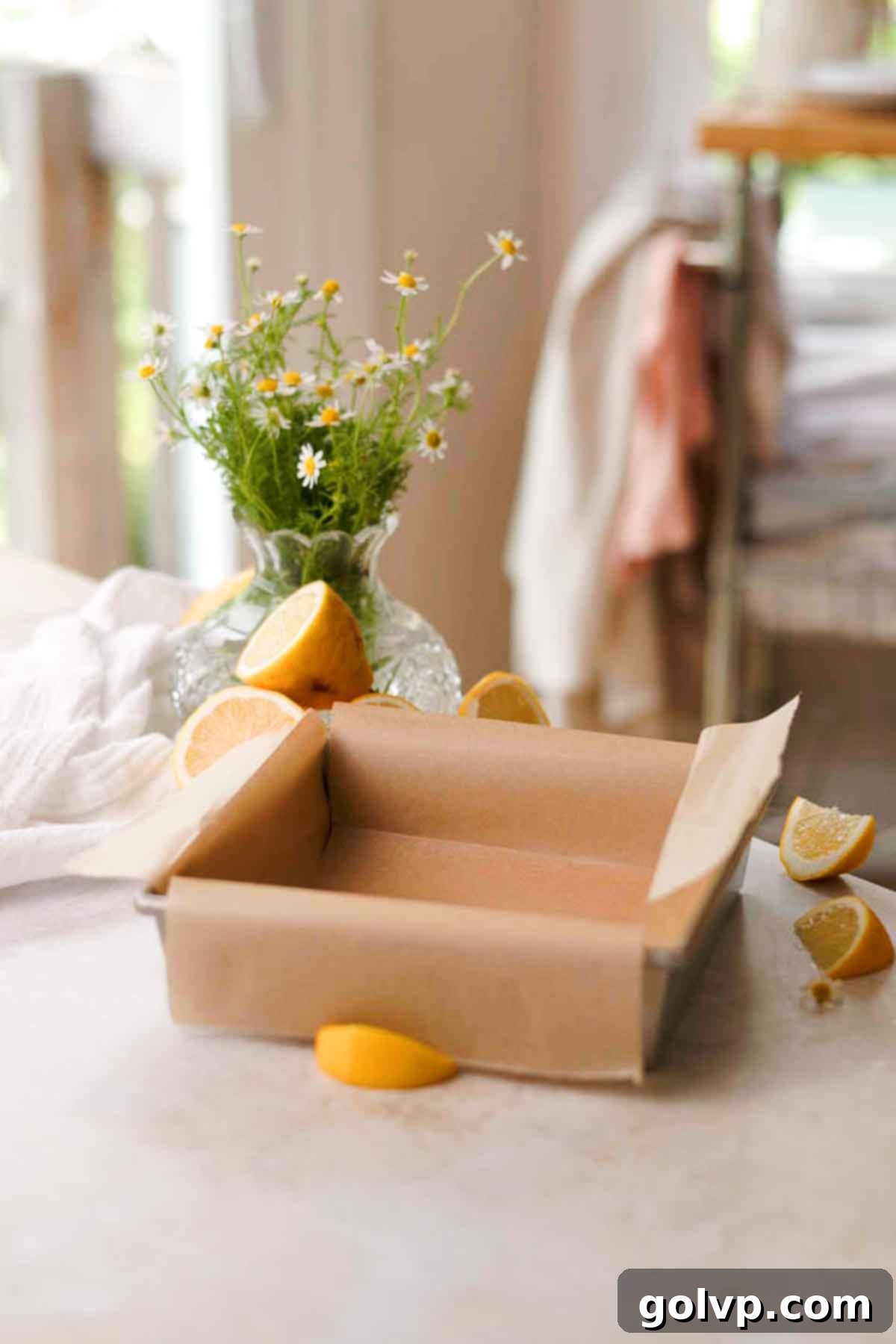 lining square baking pan with parchment paper
