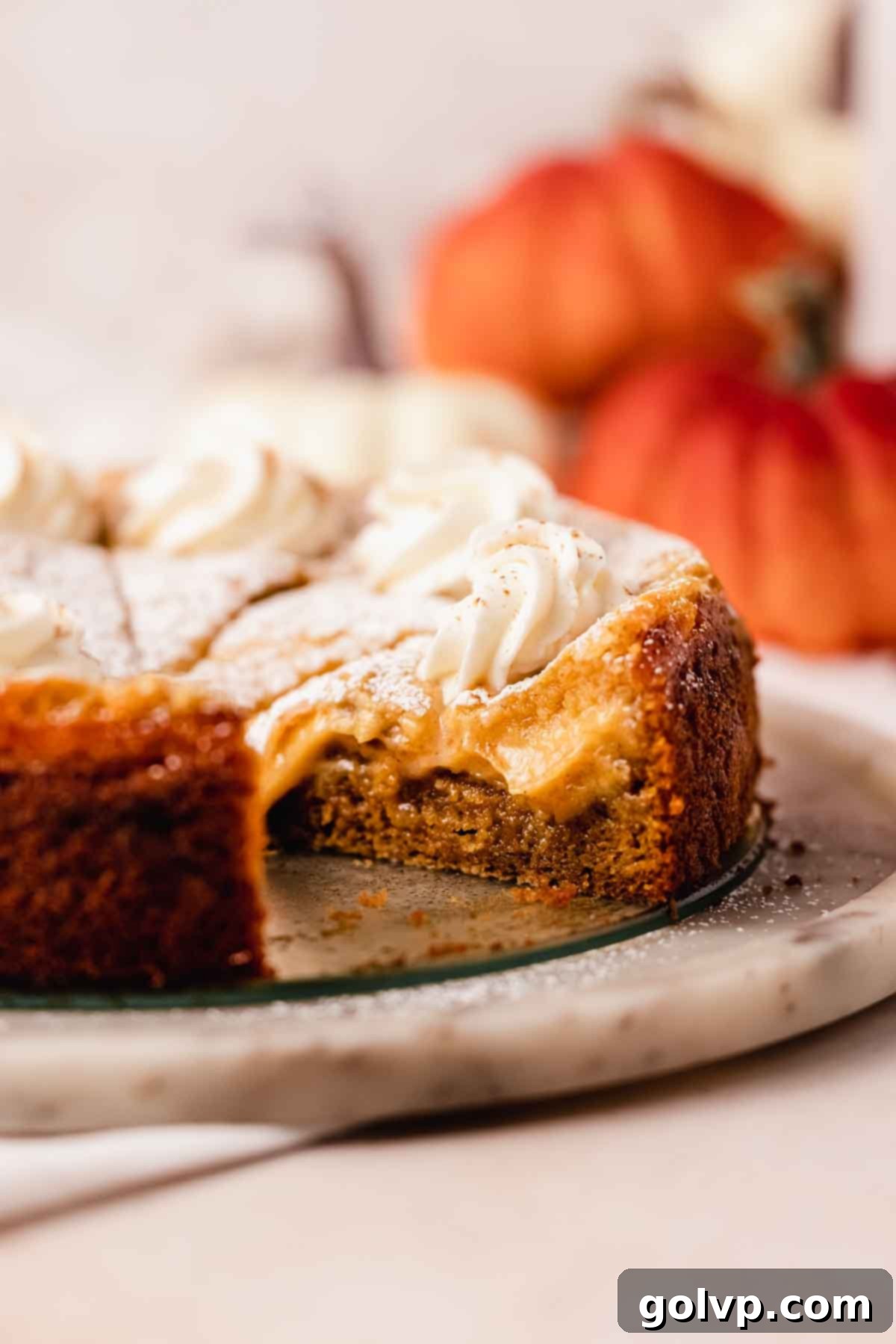 closeup sideview sliced cake