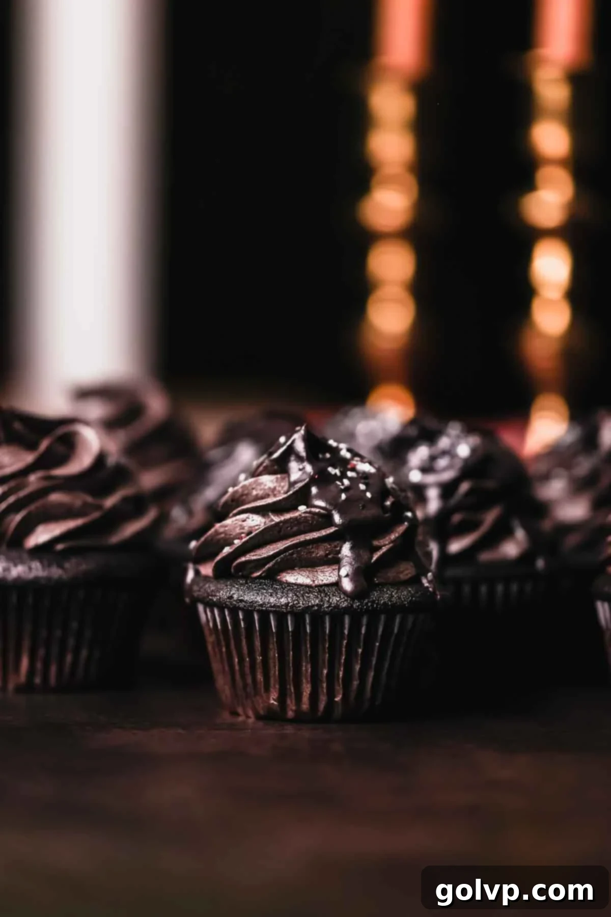 Dark Chocolate Fudge Cookies 17 black velvet cupcake with drip