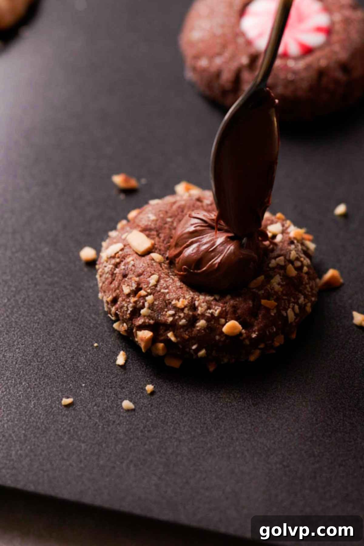 filling chocolate hazelnut covered dough with nutella