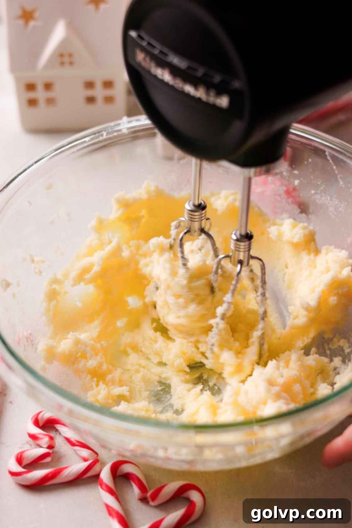 creaming together butter and sugar in a mixing bowl