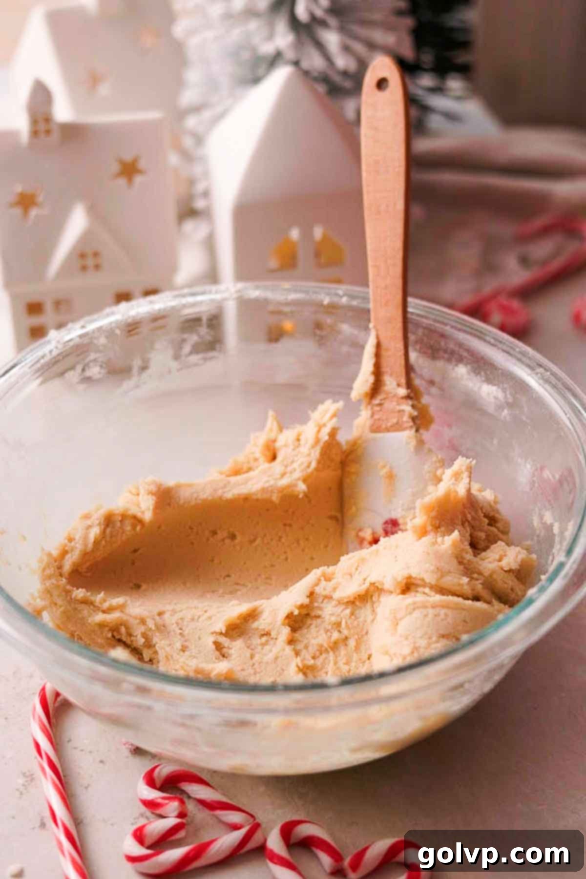 folding flour into cookie dough