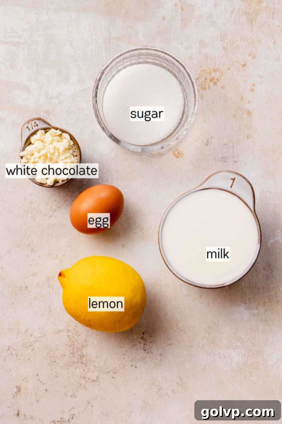 Zesty Meringue White Hot Cocoa Dream 4 lemon white hot chocolate ingredients in bowls
