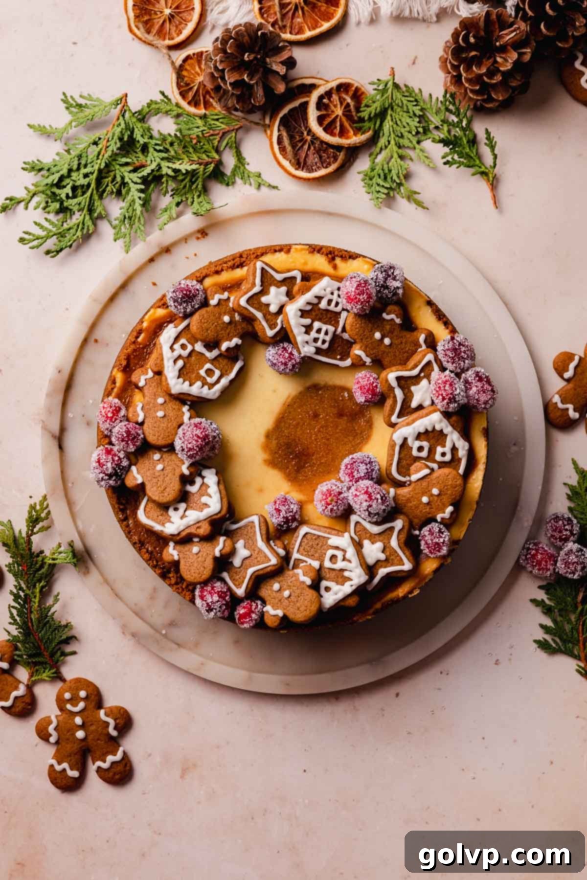 top view of gingerbread cheesecake