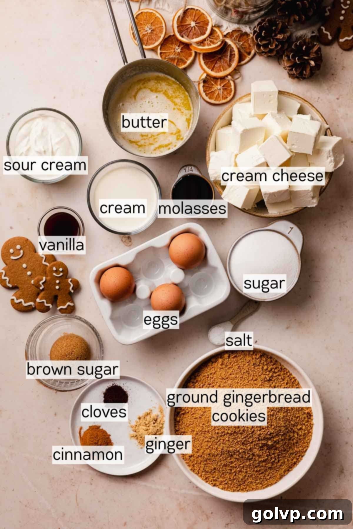 measured out ingredients for gingerbread cheesecake
