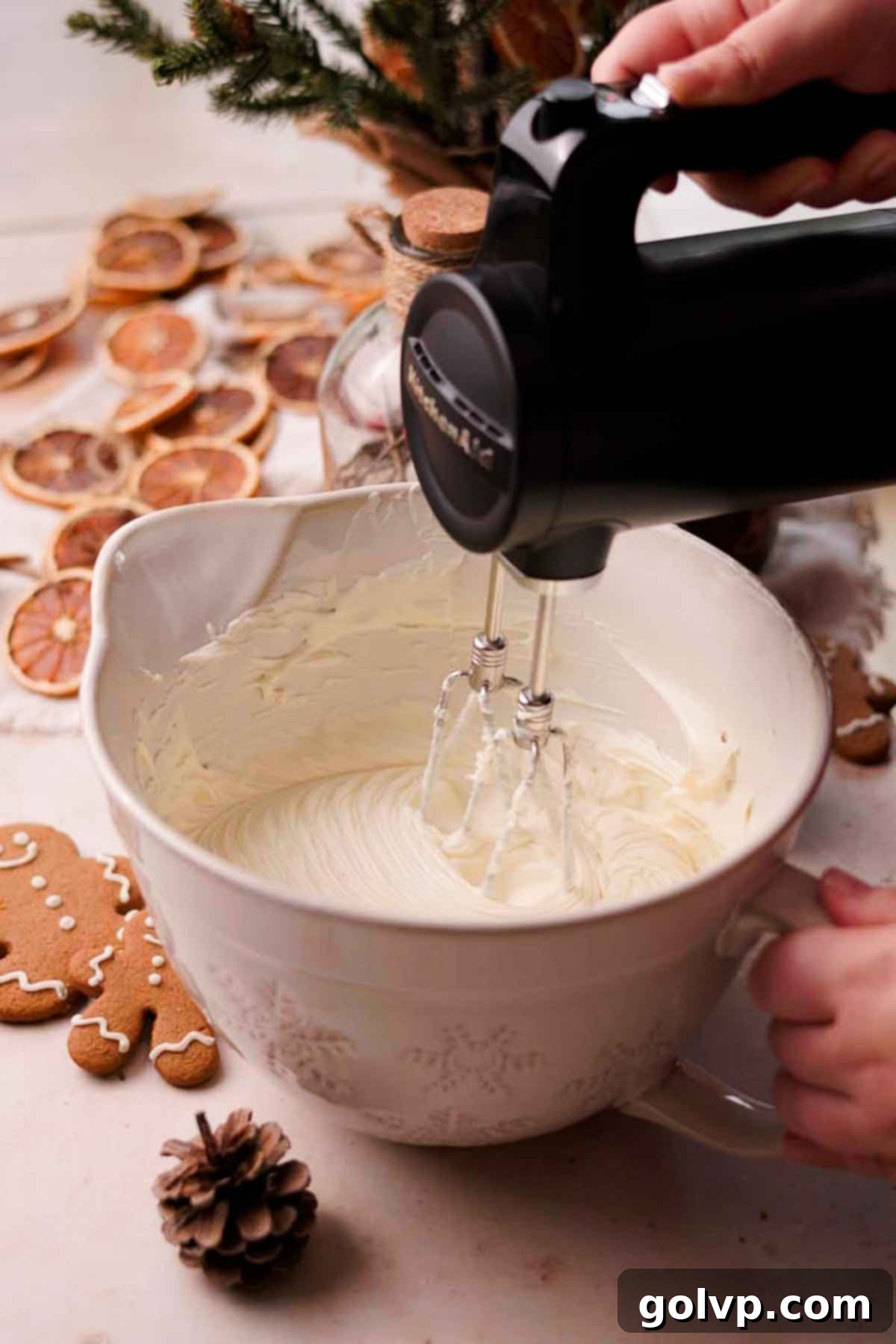 mixing in sugar until creamy