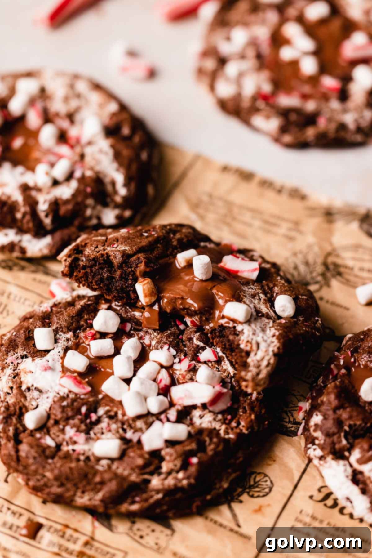 half of a hot chocolate cookie