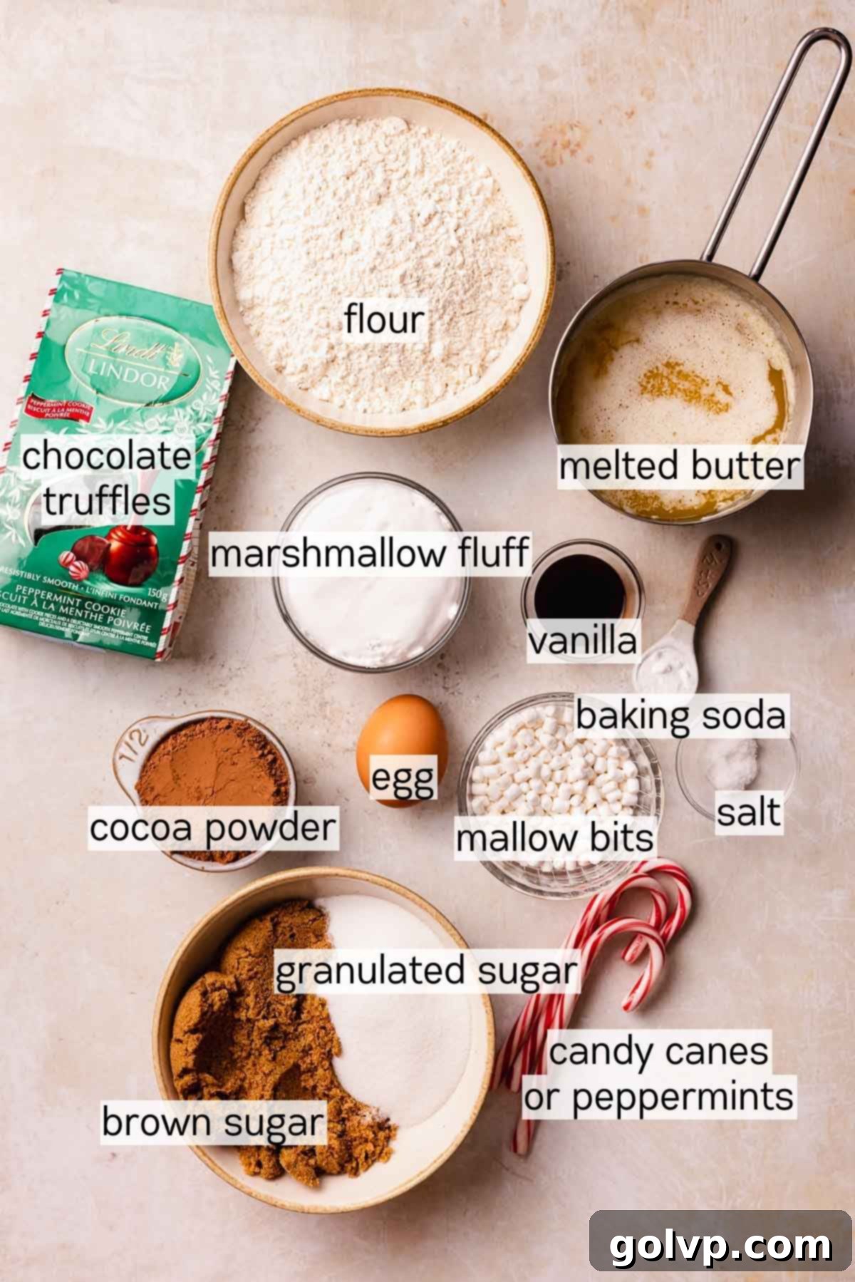 measured out ingredients for hot chocolate cookies
