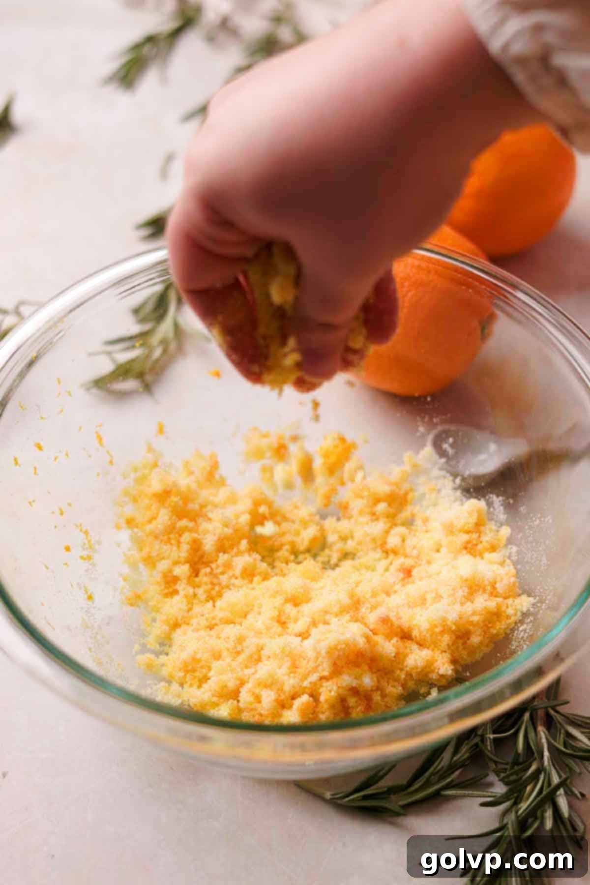 rub orange zest and sugar together in a bowl