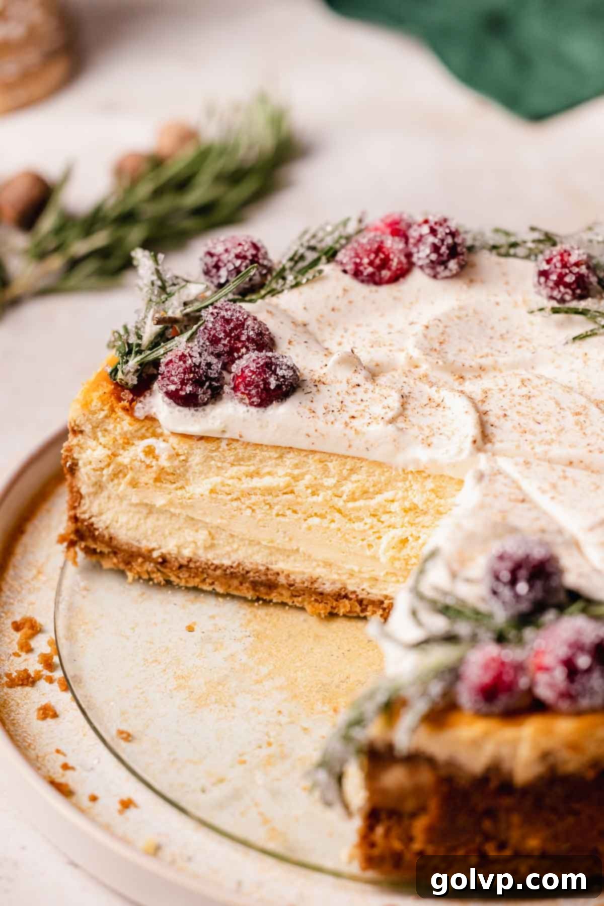 Decadent Holiday Eggnog Cheesecake 2 eggnog cheesecake
