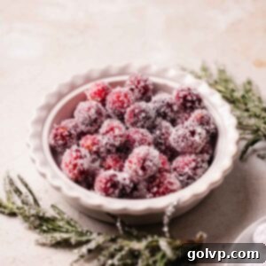 sugared cranberries in mini pie plate