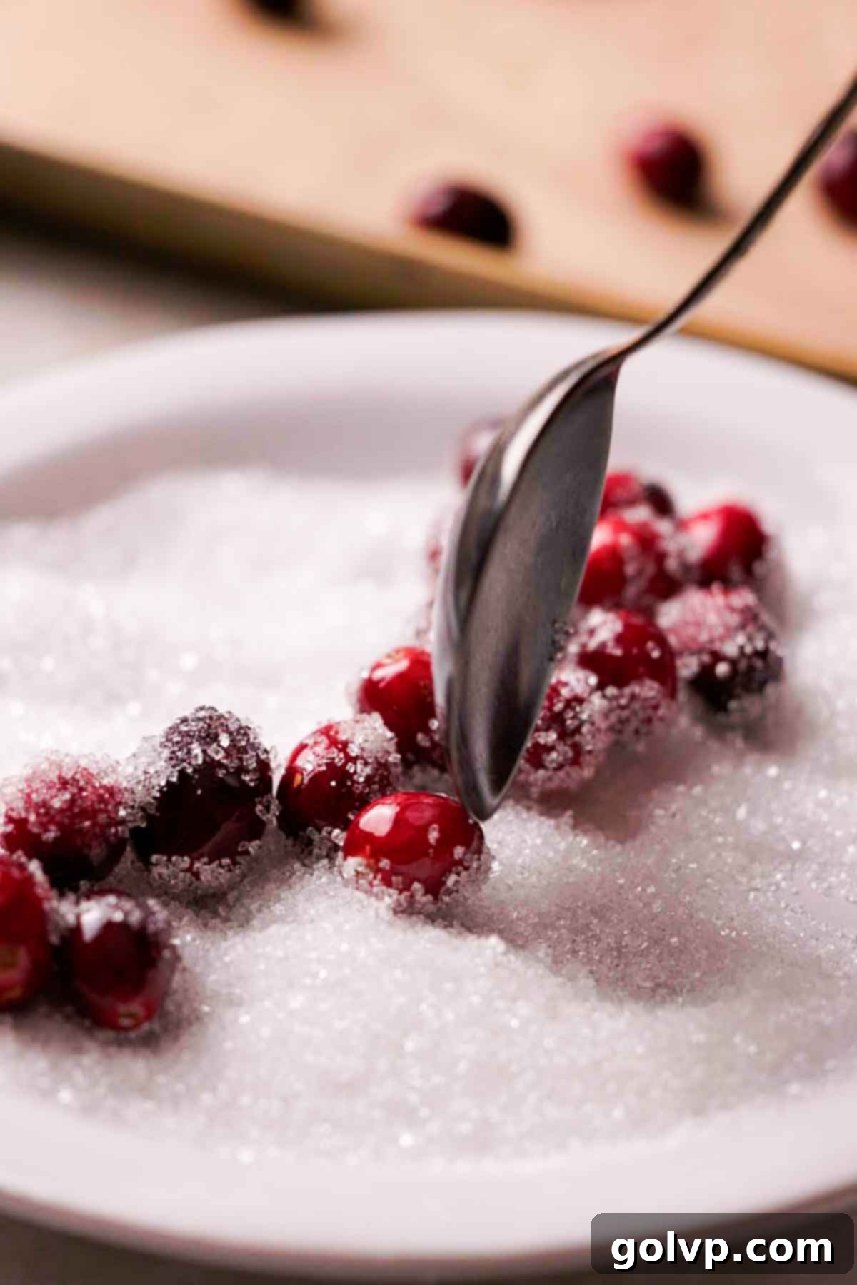 coating cranberries in sugar