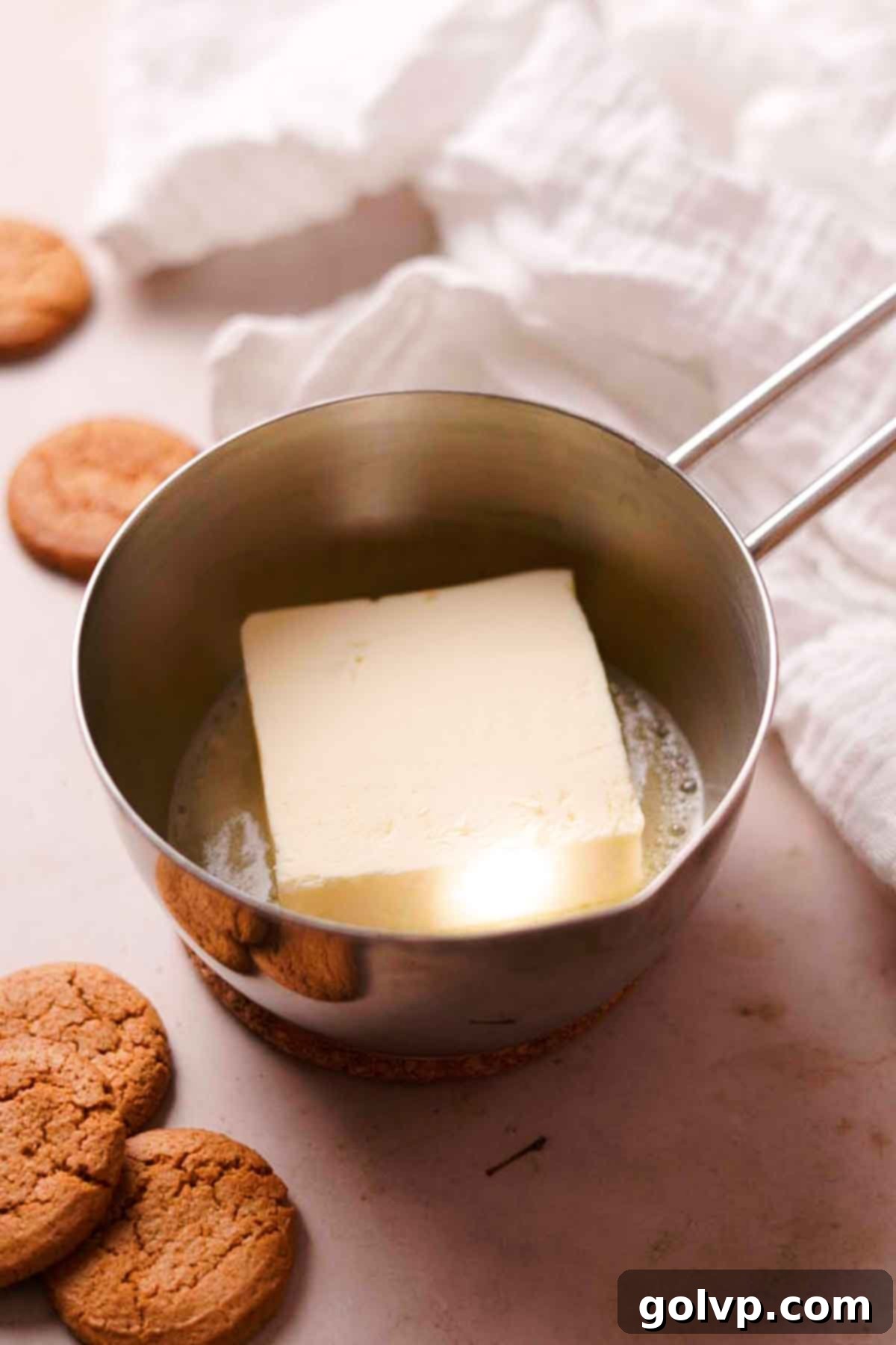 melting butter for brown butter in saucepan