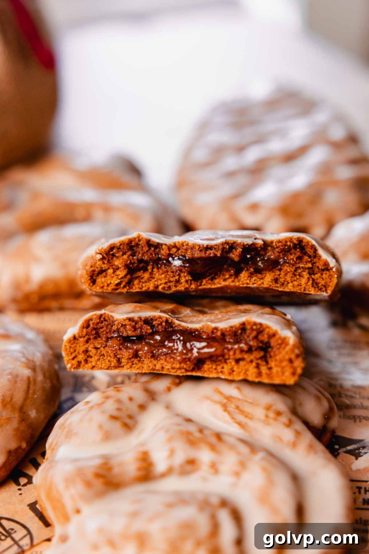 gingerbread cookies with gooey jam filling inside