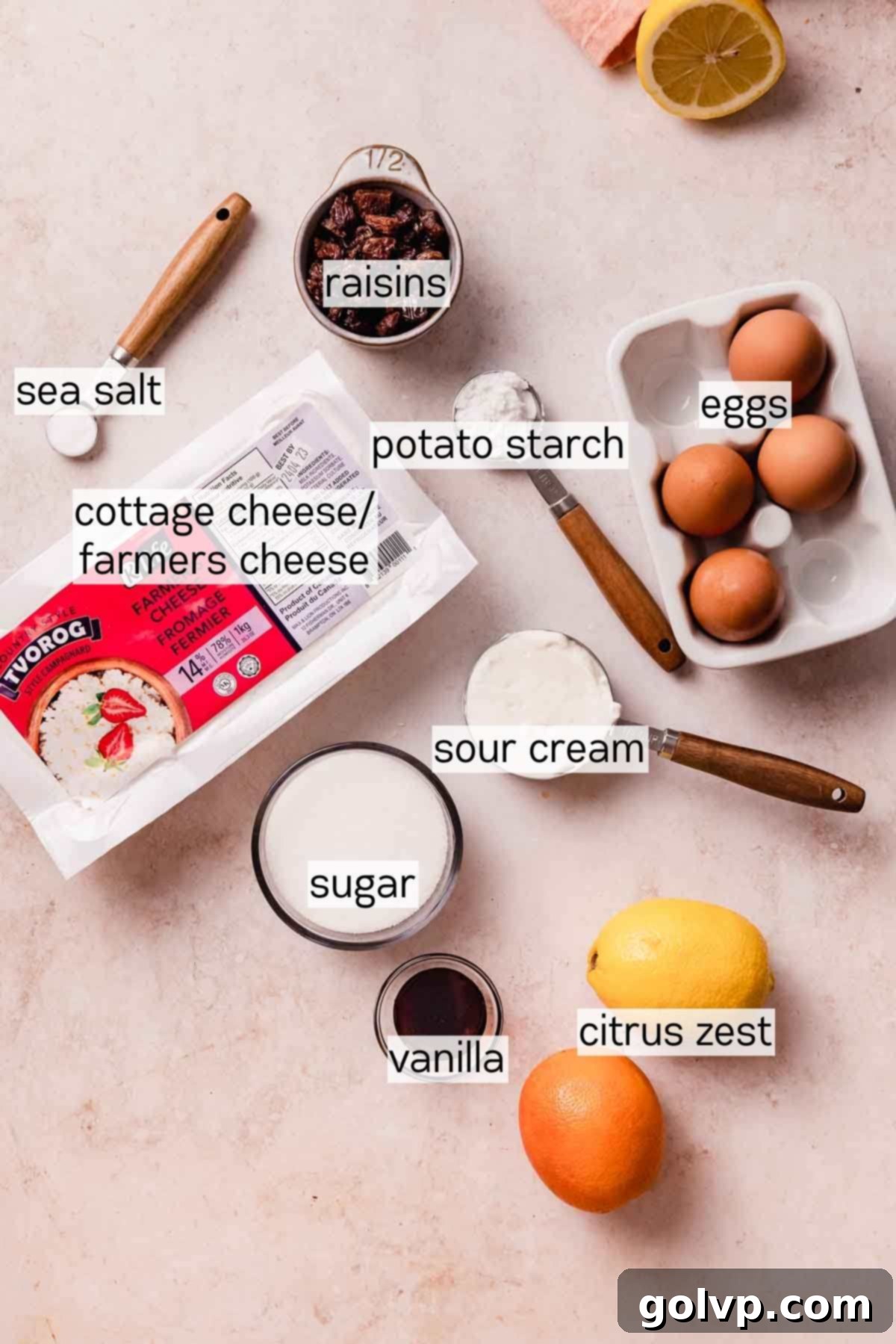 cottage cheese cheesecake ingredients in bowls