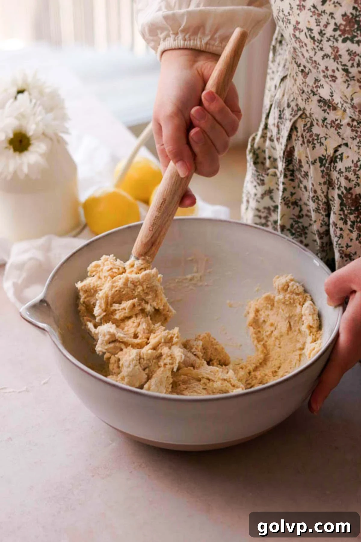mixing no knead brioche dough together