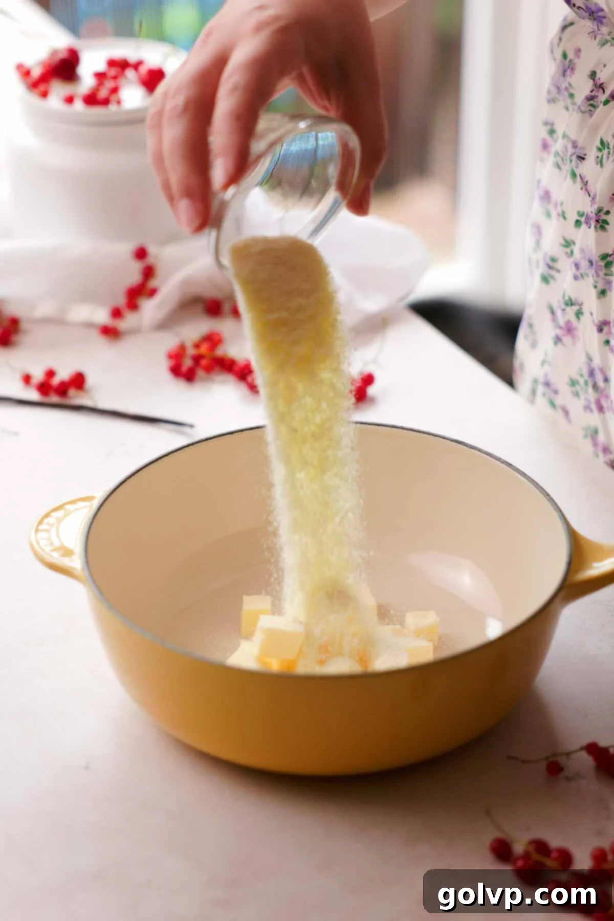 Nutty Brown Butter Ice Cream 5 Adding dry milk powder to cubes of unsalted butter in a small saucepan.