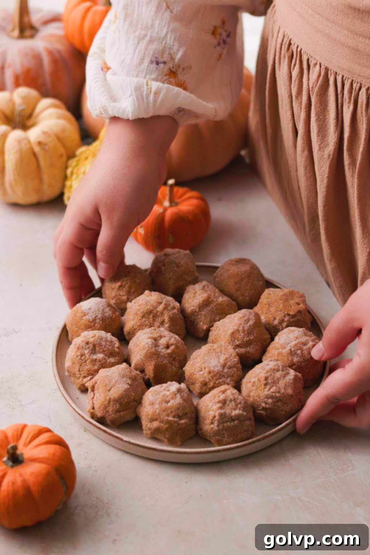 sugar coated pumpkin spice dough on a plate