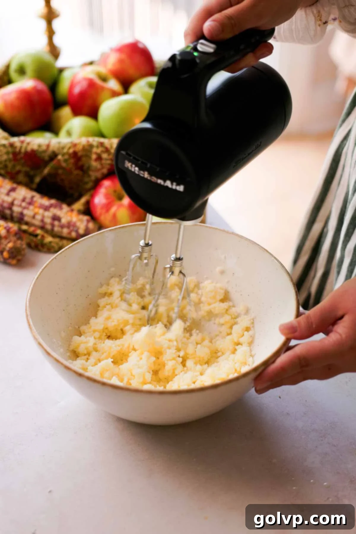 beating butter and sugar until creamy in a bowl