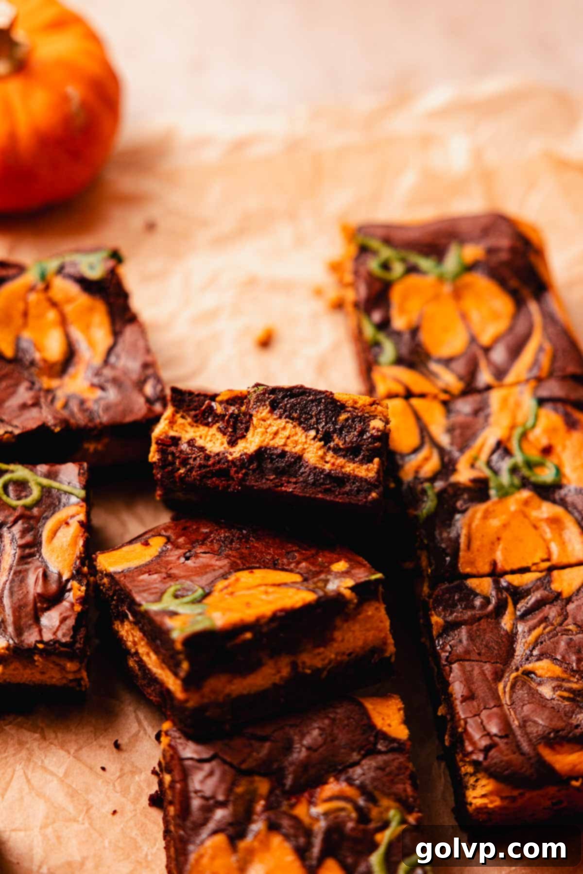 bitten pumpkin cheesecake brownie