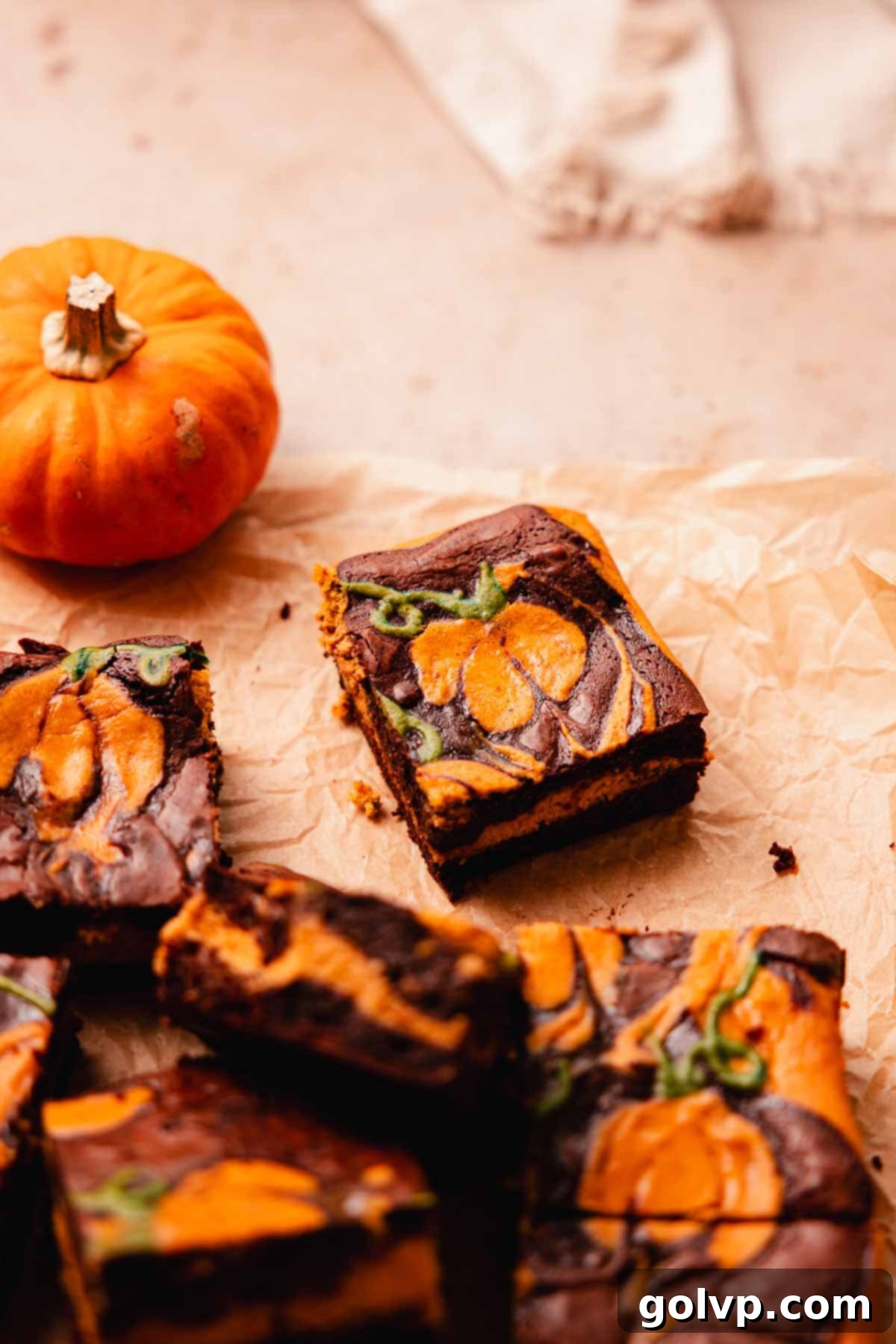 pumpkin shaped cheesecake swirl brownie