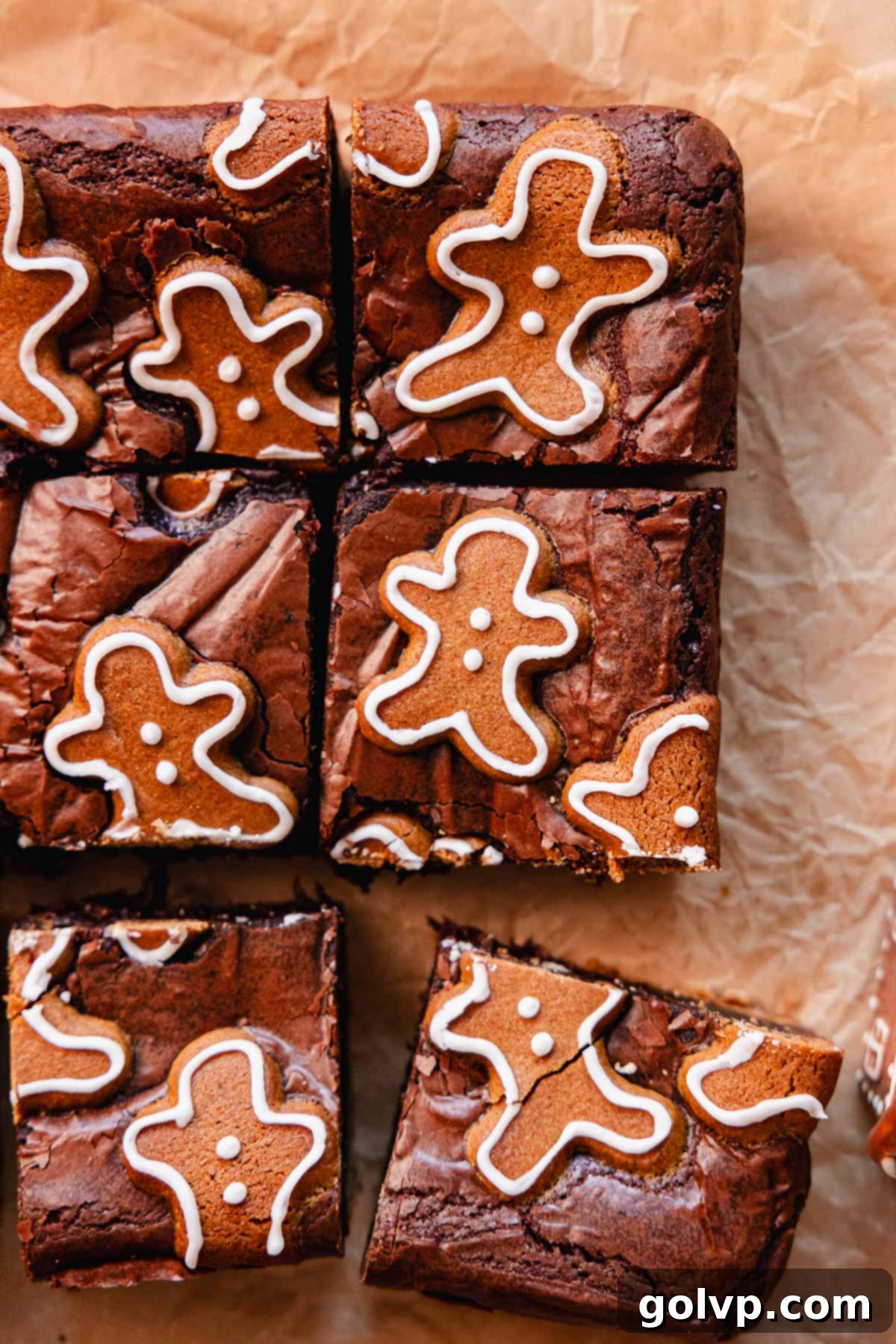 gingerbread brownie squares on parchment paper