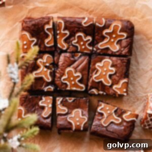gingerbread brownies with decorated gingerbread cookies