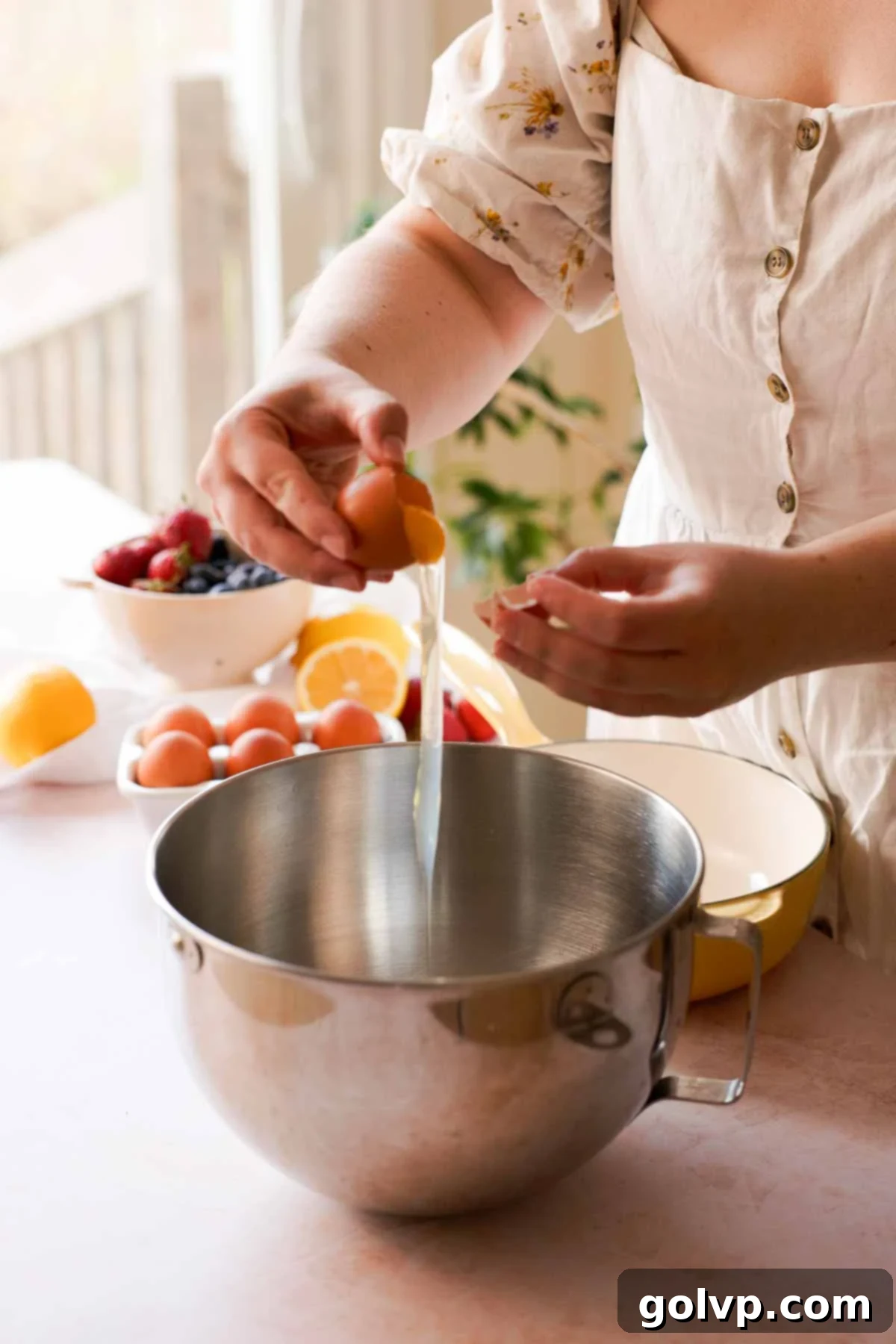 separating egg yolks and whites in stand mixer bowl