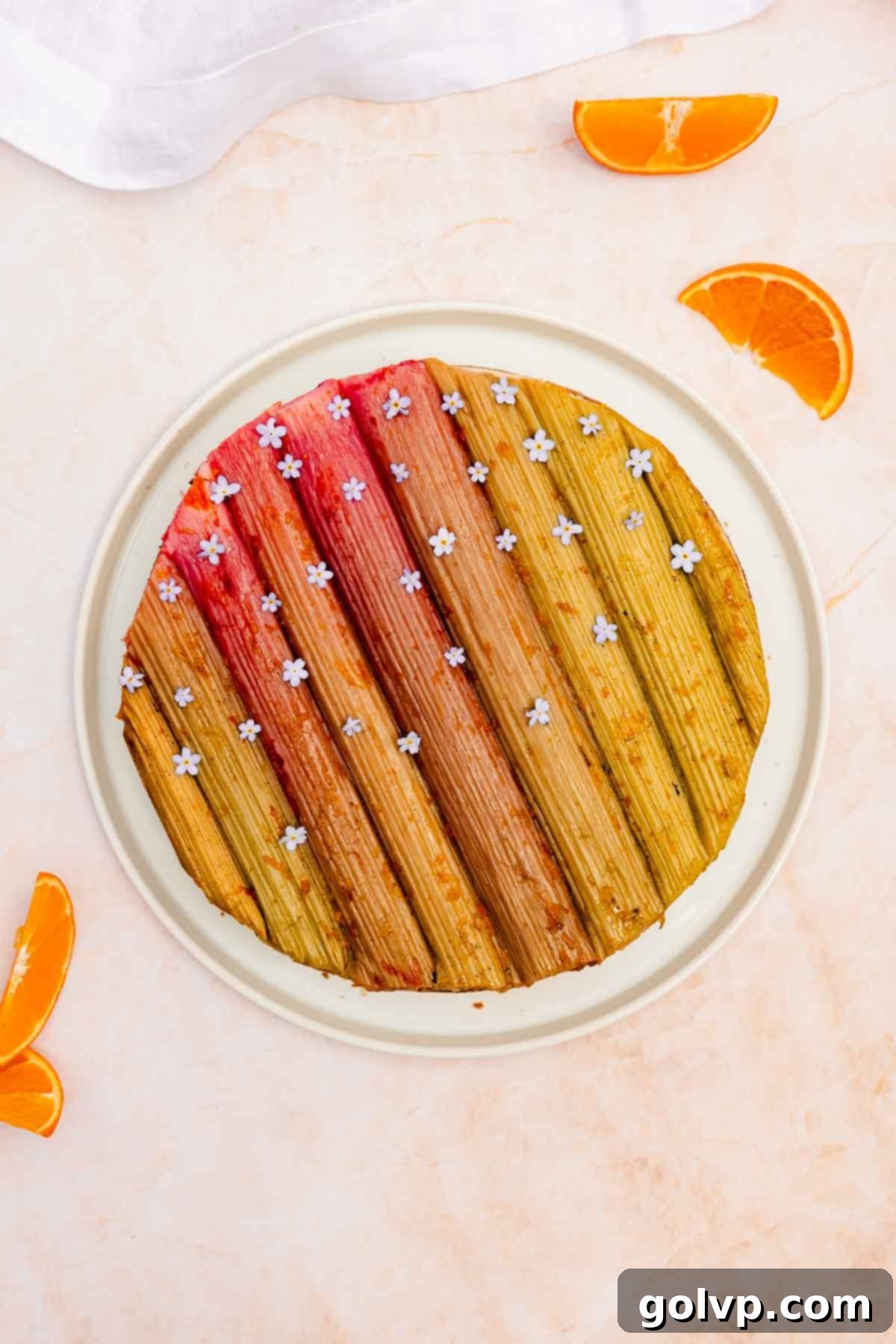 roast rhubarb on top of cheesecake
