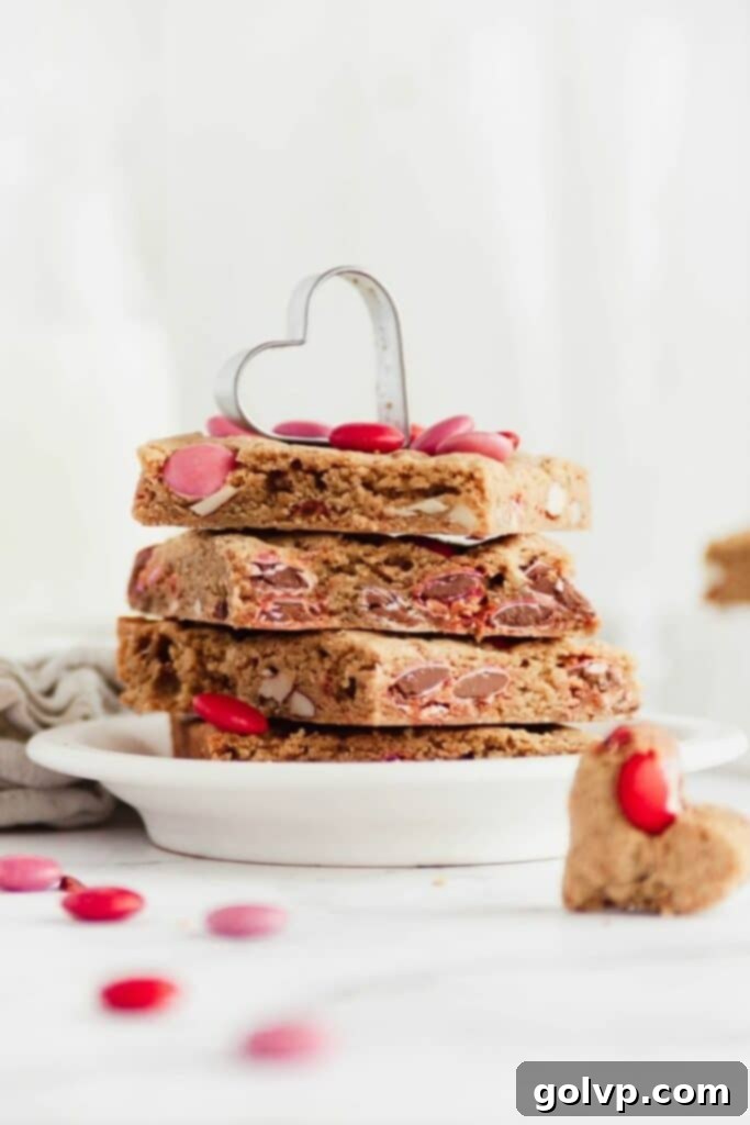 stack of brown butter blondies with cookie cutter