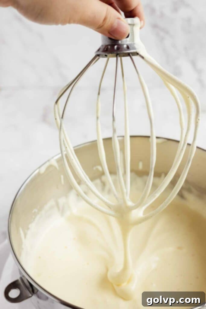 whipped eggs and sugar until very light and fluffy