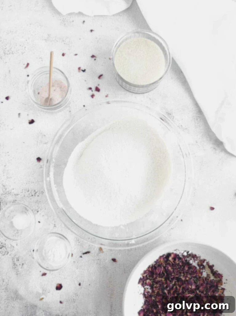 dry ingredients for rose cake
