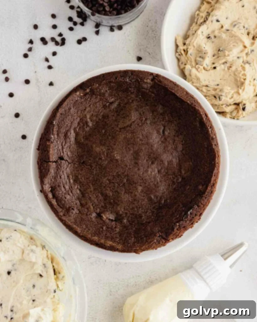 baked brownie layer