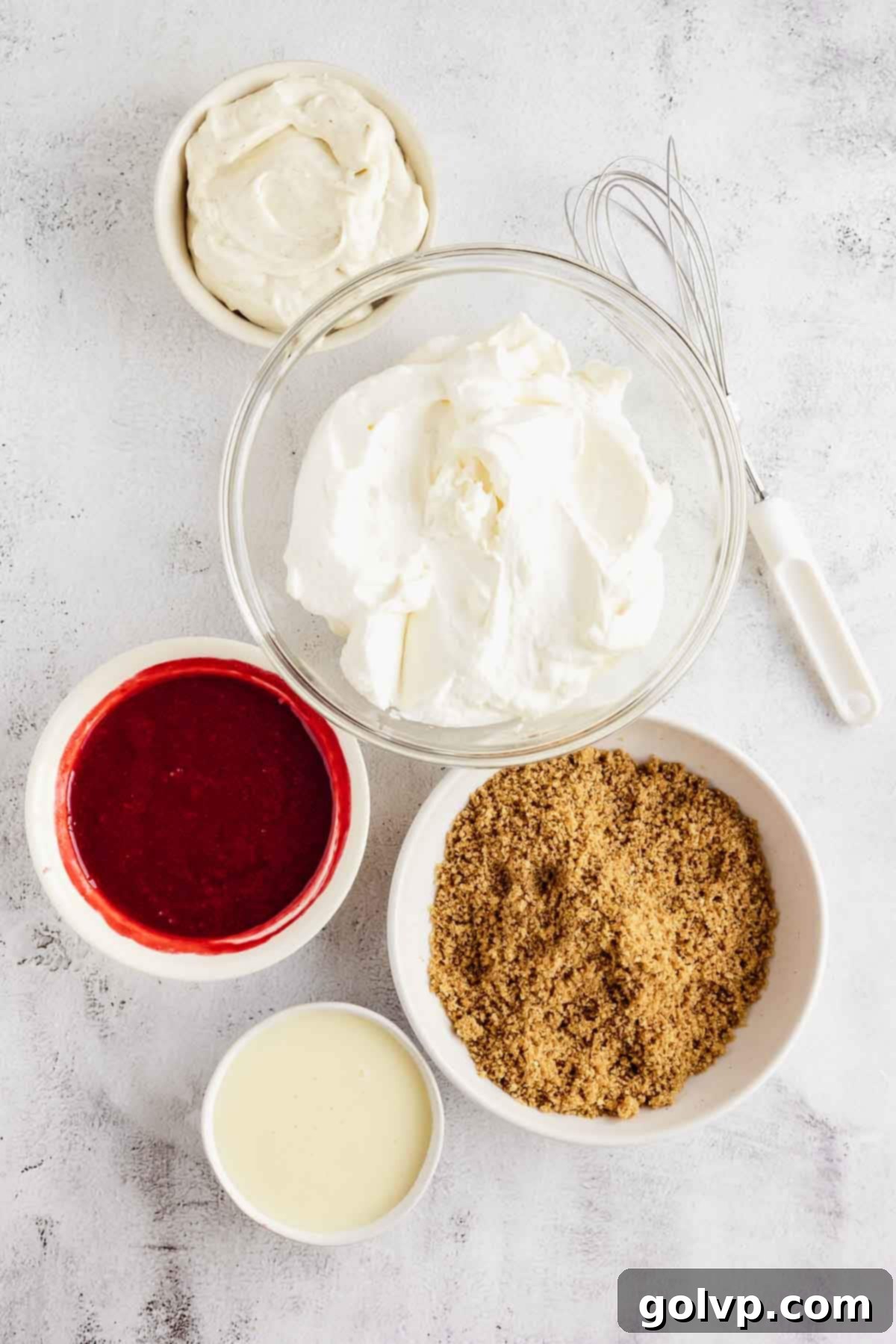 Ingredients for no-churn ice cream prepped and ready for assembly
