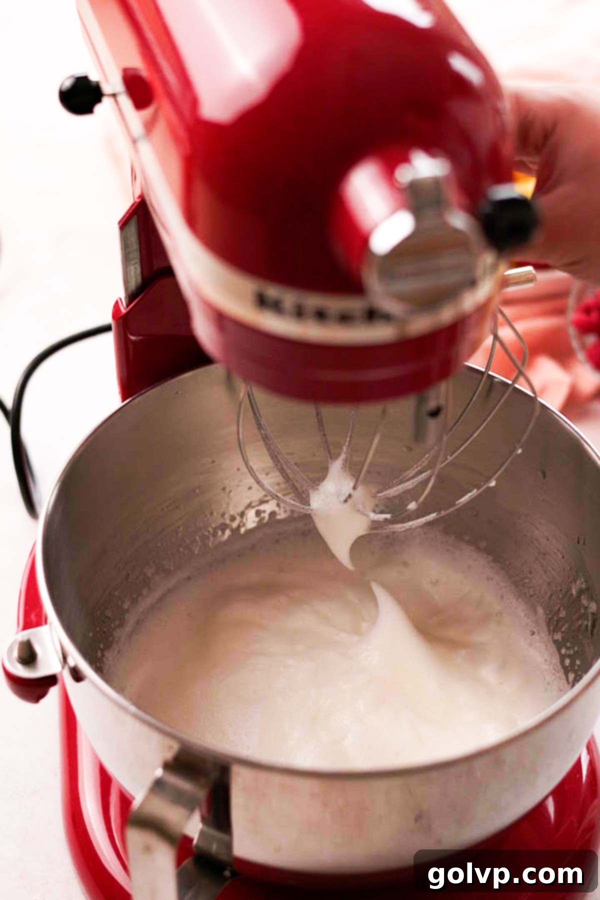 whisked egg whites to medium peaks in stand mixer
