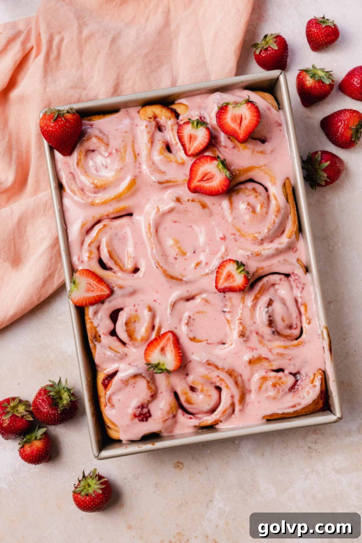 Fresh Strawberry Cinnamon Swirls 22 A close-up of the soft, fluffy, and rich texture of the no-knead dough, ready for baking.