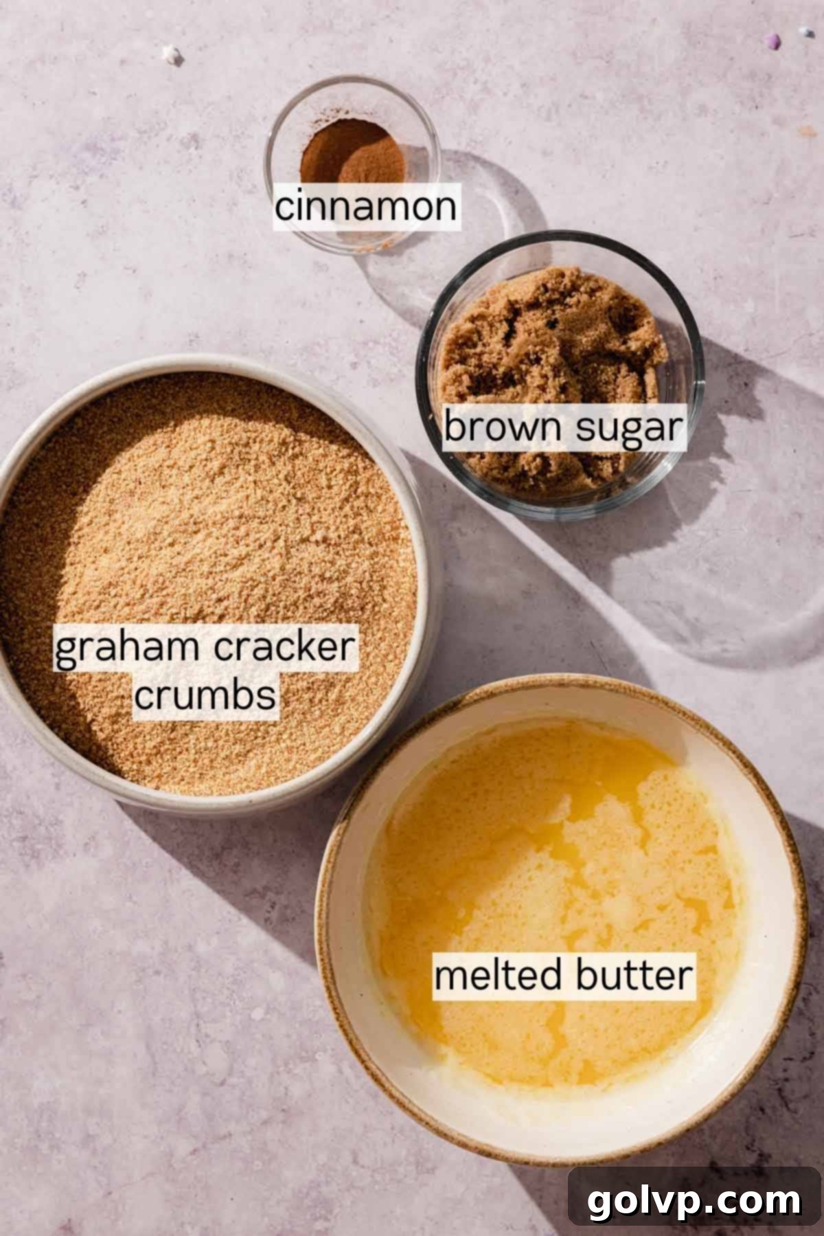 funfetti cheesecake crust ingredients in bowls