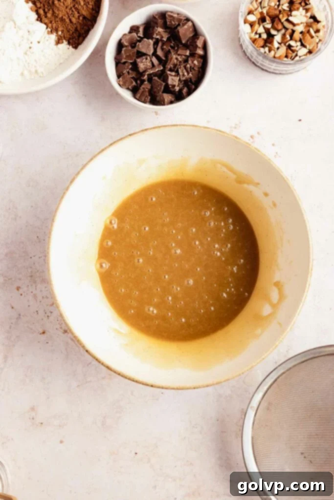 Wet ingredients whisked together