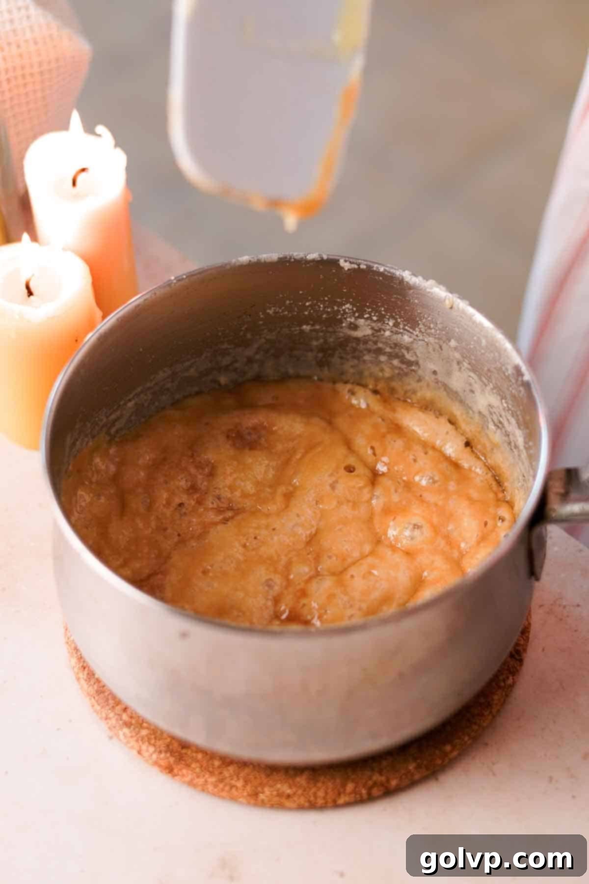 Heavenly Toffee Cookies: Our Foolproof Homemade Toffee Secret 7 cooking the bubbling toffee in a saucepan