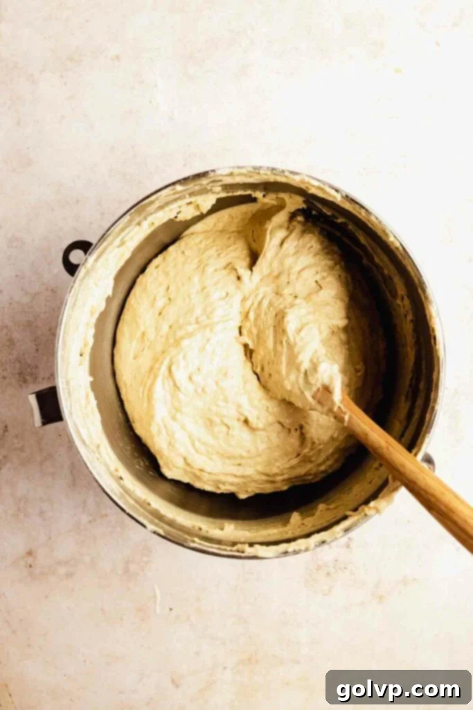 folding flour into the batter