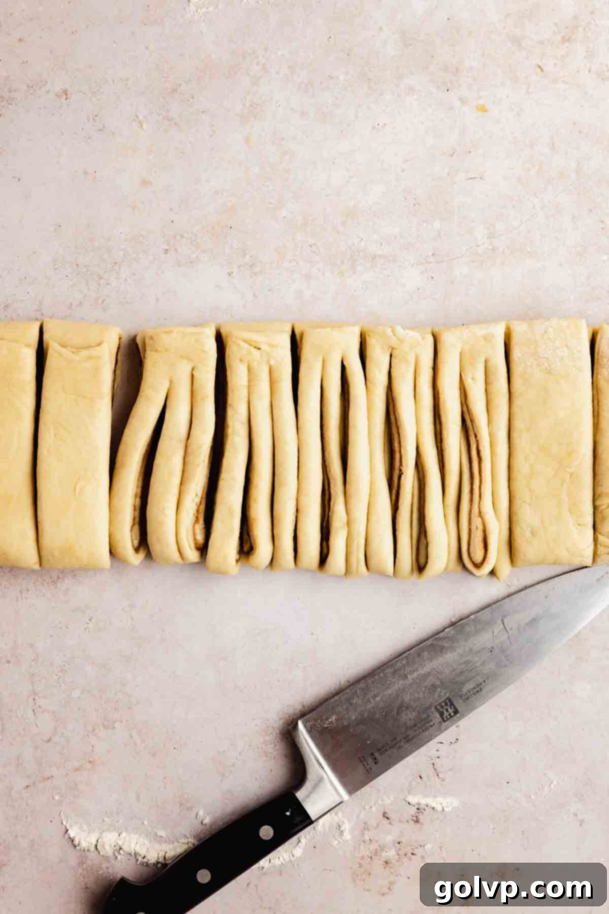 Cinnamon Swirl Delights 7 Dough folded in thirds, ready for cutting
