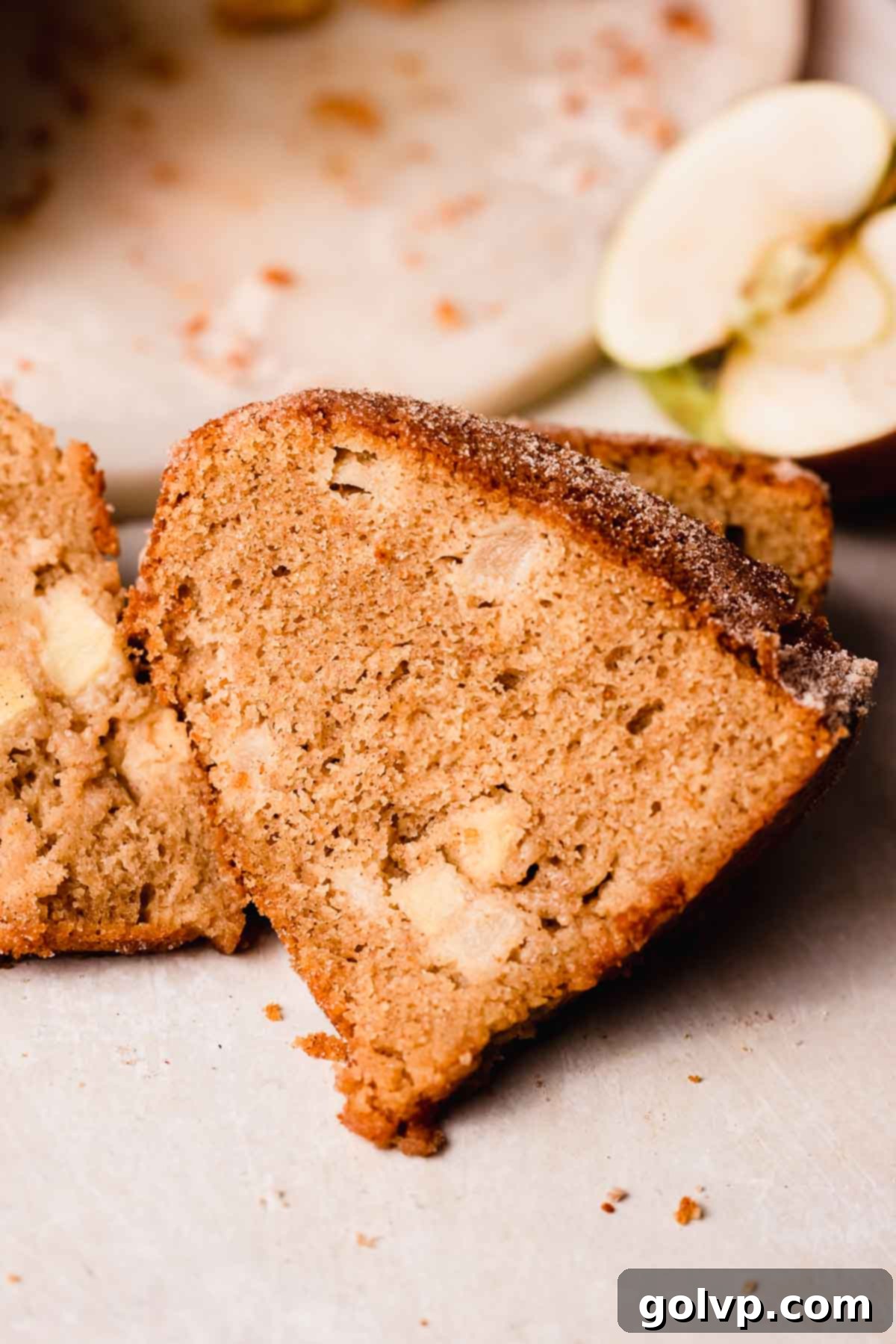Spiced Autumn Apple Bundt 16 sliced closeup apple cider donut cake slices