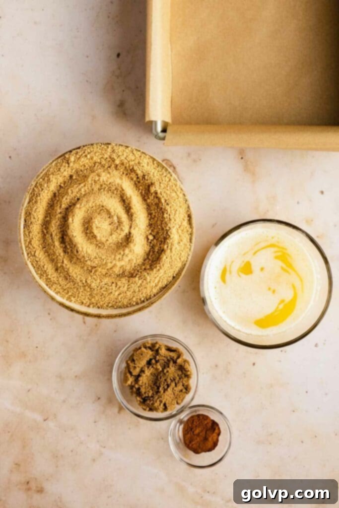 Easy No-Bake Pumpkin Cheesecake Bars 5 Making the graham brown sugar cheesecake crust